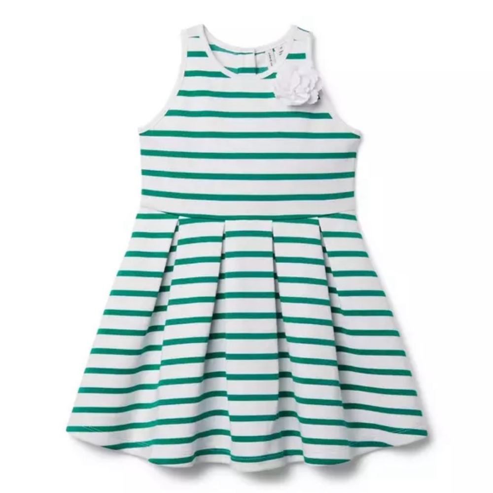 Janie and Jack Green and White Striped Dress
